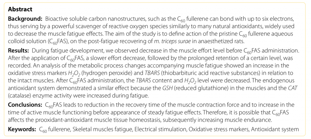 C60 Fullerene as Promising Therapeutic Agent for Correcting and Preventing Skeletal Muscle Fatigue